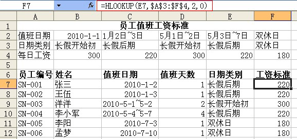 Excel中HLOOKUP函数实例（一）：自动判断并获取数据