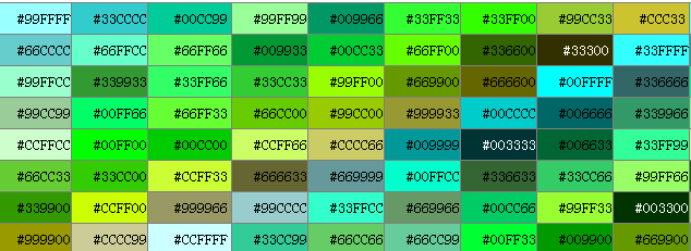 绿色相关的16进制颜色表