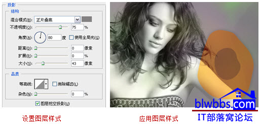 photoshop投影对话框