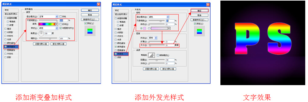 ps怎样做发光字