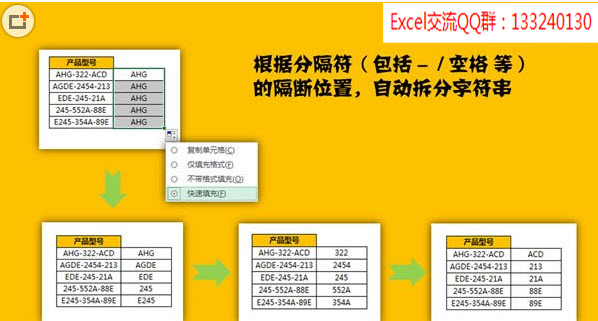 excel 2013快速填充讲解二:根据分隔符进行拆分