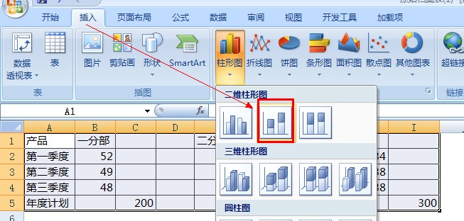 堆积柱形图