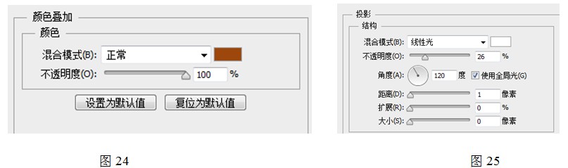 设置“颜色叠加”和“投影”样式