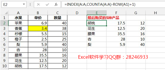 excel index