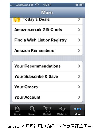 Amazon应用可让用户访问个人信息及订单历史