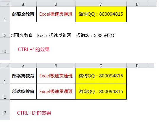excel快速录入数据技巧系列三:excel向下填充快捷键CTRL+D