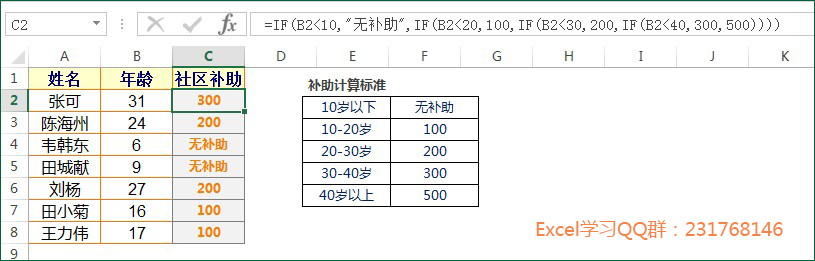 excel中if函数嵌套