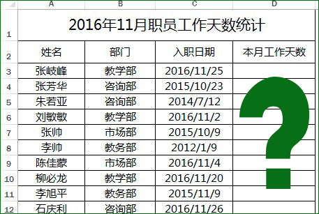 excel计算工作日天数