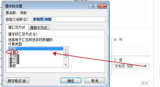值字段设置